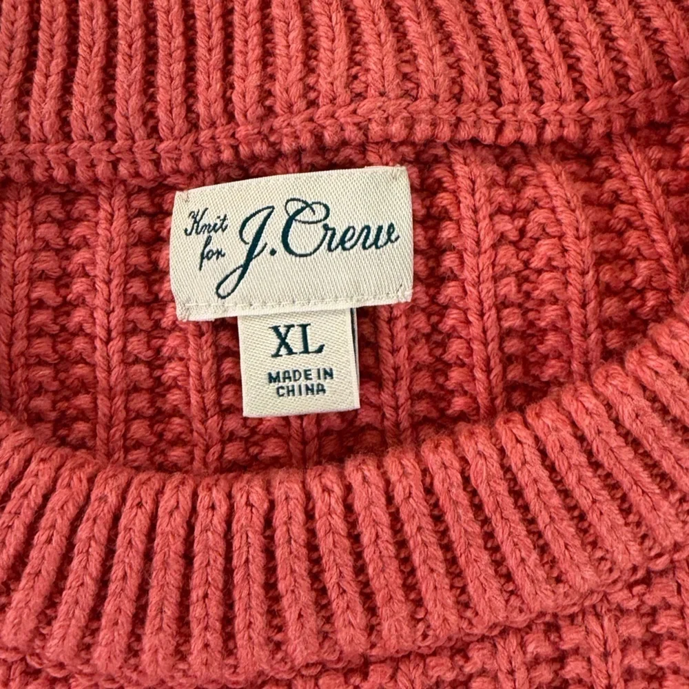 J. Crew Sweater Mens XL Coral Cableknit Crewneck Cotton Fisherman Knit